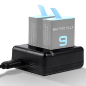 USB Dual Batteries Charger with Cable & Indicator Light for GoPro HERO9 Black / HERO10 Black(Black) Eurekaonline