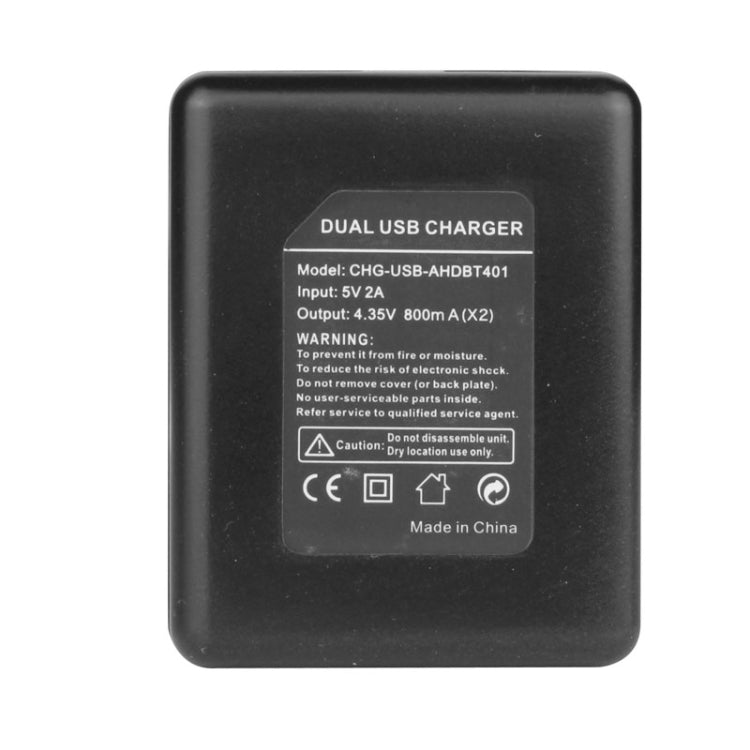 USB Dual Battery Travel Charger for GoPro HERO4 (AHDBT-401)(Black) Eurekaonline