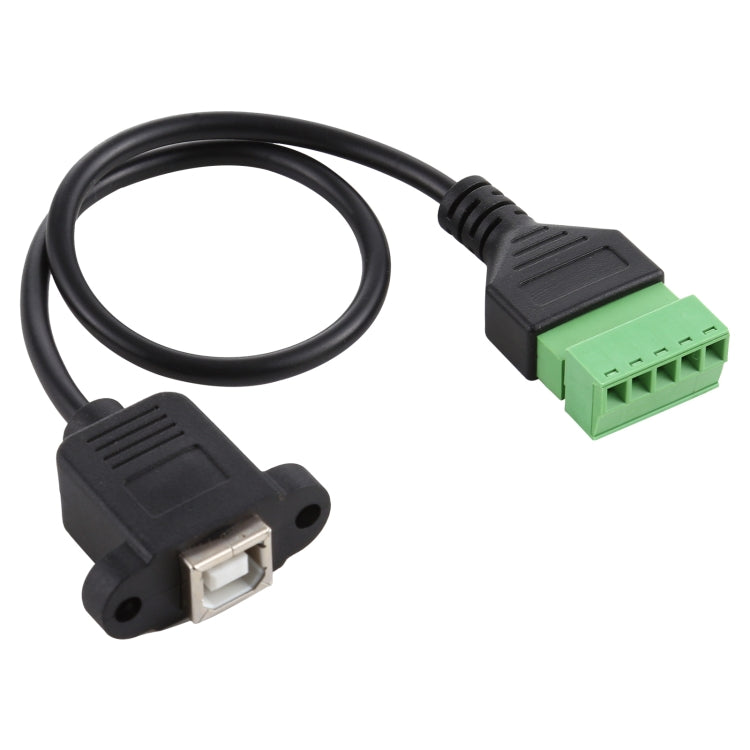 USB Type-B Female Plug to 5 Pin Pluggable Terminals Solder-free USB Connector Solderless Connection Adapter Cable, Length: 30cm Eurekaonline