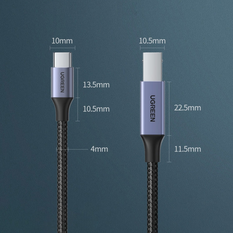  USB-C to Type-B Printer Nylon Braid Connect Data Cable, Length: 1.5m Eurekaonline