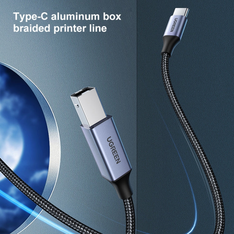 Ugreen Type-C / USB-C to Type-B Printer Nylon Braid Connect Data Cable, Length: 1.5m Eurekaonline