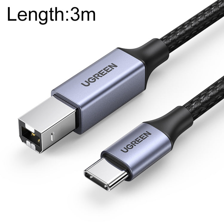  USB-C to Type-B Printer Nylon Braid Connect Data Cable, Length: 3m Eurekaonline