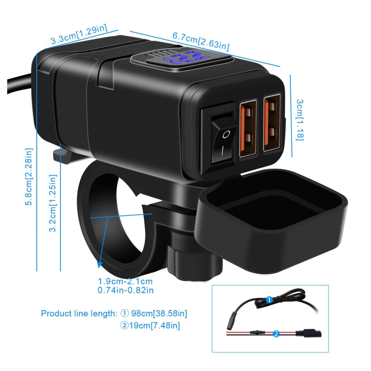 Universal Car Super Quick Dual Port USB Charger Power Outlet Adapter with LED Digital Voltmeter(Blue Light) Eurekaonline