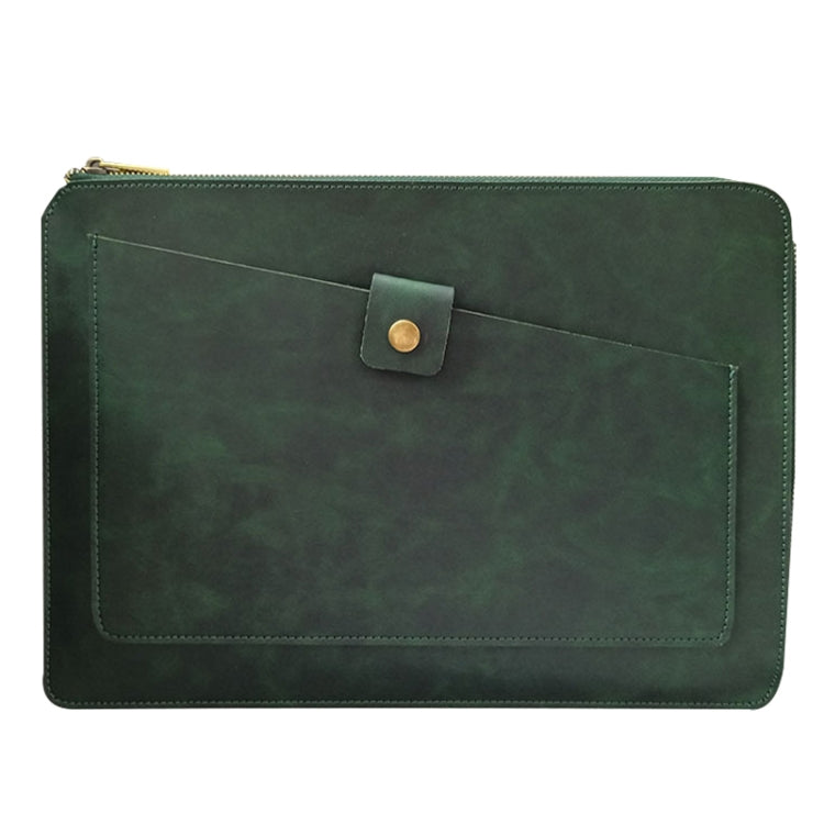 Universal Genuine Leather Business Zipper Laptop Tablet Bag For 12 inch and Below(Green) Eurekaonline