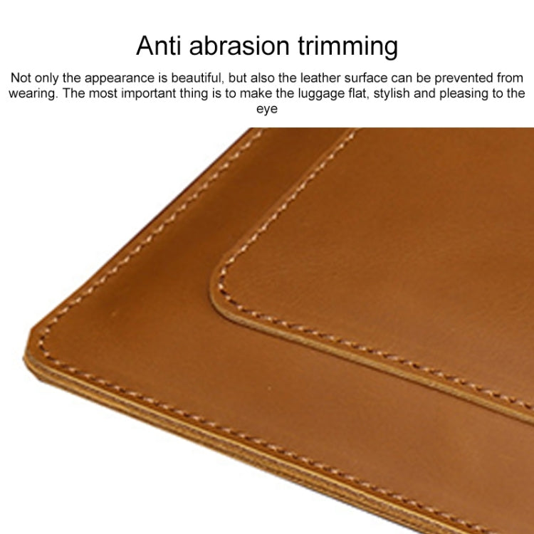 Universal Genuine Leather Business Zipper Laptop Tablet Bag For 13 inch and Below(Coffee) Eurekaonline