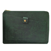 Universal Genuine Leather Business Zipper Laptop Tablet Bag For 15.4 inch and Below(Green) Eurekaonline