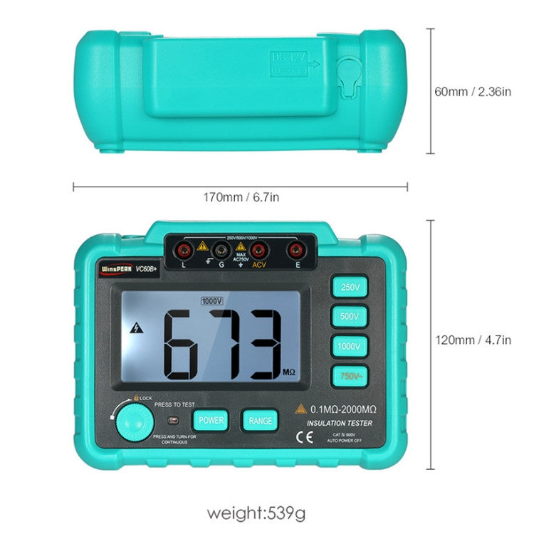 VC60B+ Digital Multimeter Measuring Instrument Digital Insulation Resistance Tester Eurekaonline