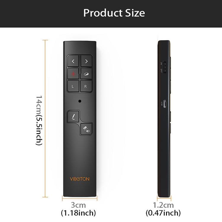 VIBOTON PP930 2.4GHz Multimedia Presentation Remote PowerPoint Clicker Wireless Presenter Handheld Controller Flip Pen, Control Distance: 30m(Black) Eurekaonline