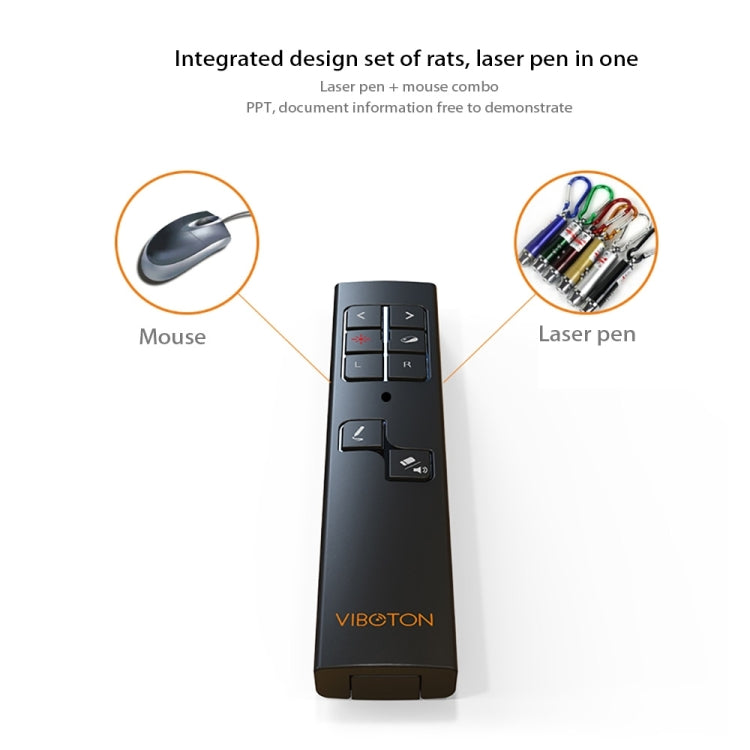 VIBOTON PP930 2.4GHz Multimedia Presentation Remote PowerPoint Clicker Wireless Presenter Handheld Controller Flip Pen, Control Distance: 30m(Black) Eurekaonline