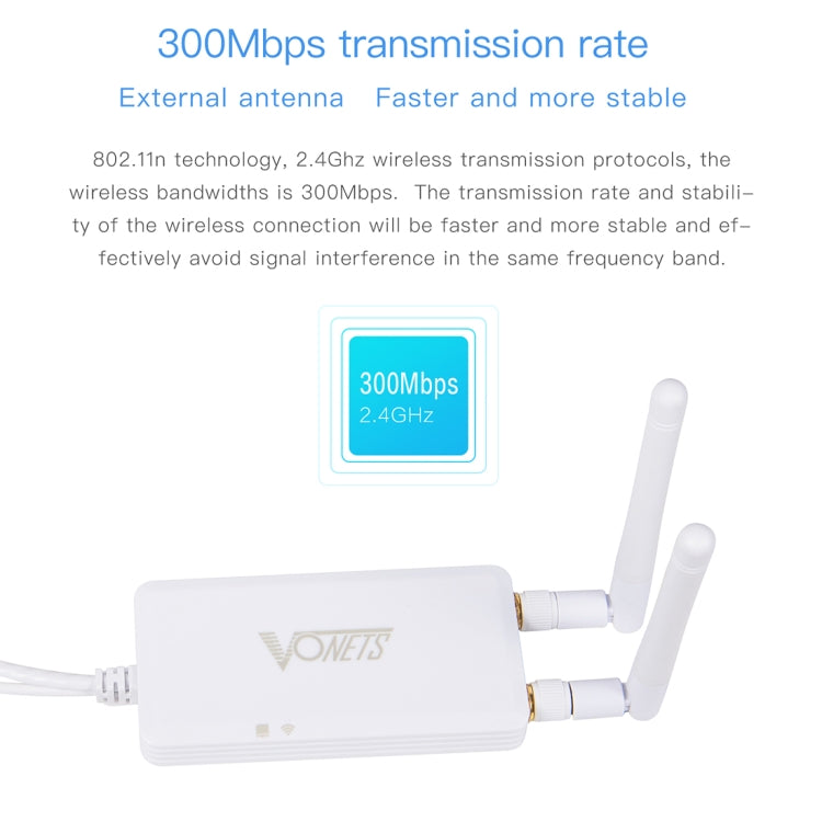 VONETS VAP11S 2.4G Mini Wireless Bridge 300Mbps WiFi Repeater with 2 Antennas Eurekaonline