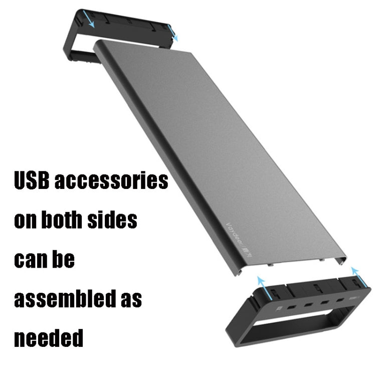 Vaydeer Metal Display Increase Rack Multifunctional Usb Wireless Laptop Screen Stand, Style:L-Fast Charge Double Layer-Black(Fast Charger+3xUSB) Eurekaonline