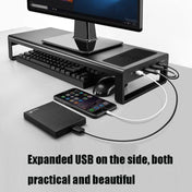 Vaydeer Metal Display Increase Rack Multifunctional Usb Wireless Laptop Screen Stand, Style:L-Fast Charge Double Layer-Black(Fast Charger+3xUSB) Eurekaonline