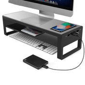 Vaydeer Metal Display Increase Rack Multifunctional Usb Wireless Laptop Screen Stand, Style:L-Fast Charge Double Layer-Black(Fast Charger+3xUSB) Eurekaonline