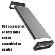 Vaydeer Metal Display Increase Rack Multifunctional Usb Wireless Laptop Screen Stand, Style:L-Wireless Charging-Black(Wireless Charger+1xSplitter+4xUSB3.0) Eurekaonline