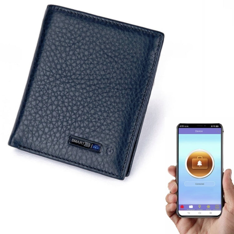 Vertical Wallet Smart Bluetooth Anti-Lost Anti-Theft Leather Bag, Style:Smart(Blue) Eurekaonline