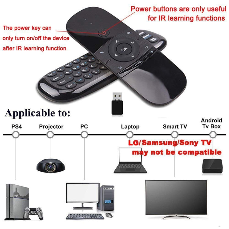 W1 Wireless QWERTY 57-Keys Keyboard 2.4G Air Mouse Remote Controller with LED Indicator for Android TV Box, Mini PC, Smart TV, Projector, HTPC, All-in-one PC / TV Eurekaonline