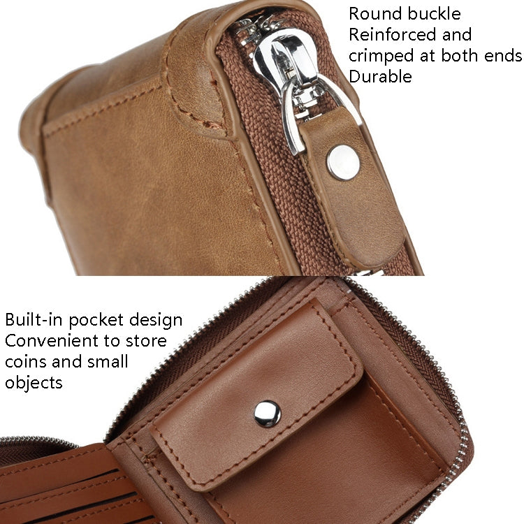WEIXIER W98 Men Hand Take Short Wallet Zipper Bag(Khaki) Eurekaonline