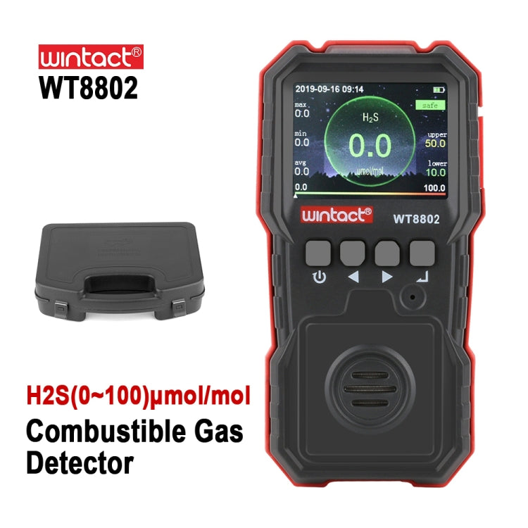 WINTACT WT8802 Hydrogen Sulfide Monitor Professional Rechargeable Gas Sensor High Sensitive Digital Sound-light Vibration Alarm H2S Detector Eurekaonline