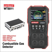 WINTACT WT8811 Compoud Gas Monitor LCD Display Rechargeable Multifunction 4 in1 Combustible O2 H2S CO Gas Sensor Sound-light Vibration Alarm Eurekaonline