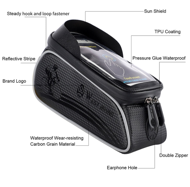 West Biking 1.5l Bicycle Anti-Light  Bag Riding Front Bag Mobile Phone Bag Boarding Bag Waterproof Bag Eurekaonline