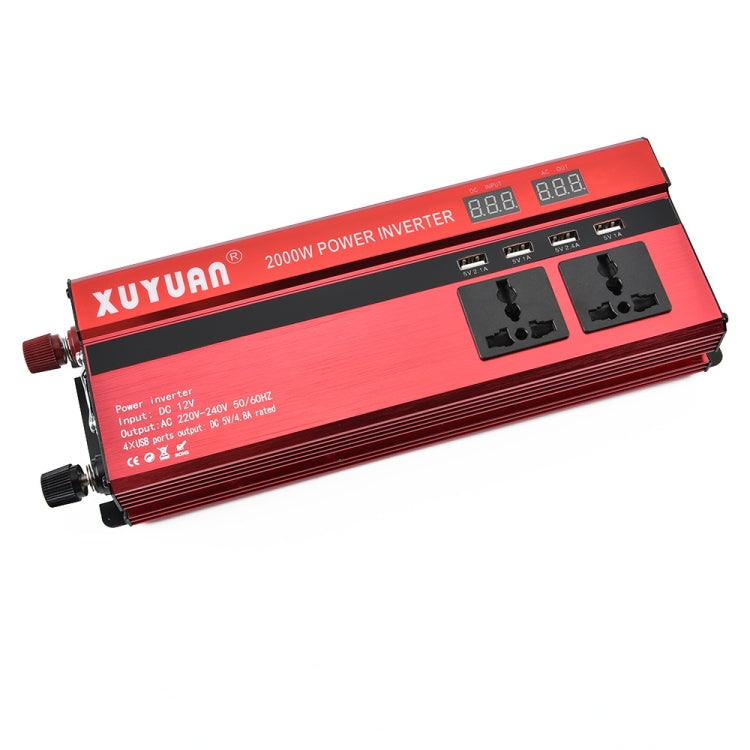 XUYUAN 2000W Car Inverter with USB Display Converter, Specification: 12V to 220V Eurekaonline