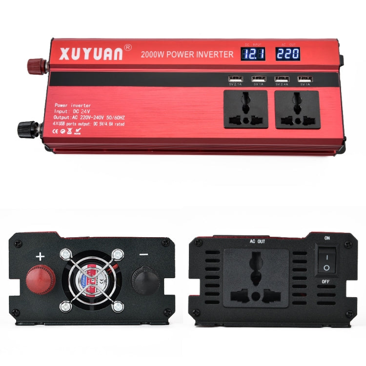 XUYUAN 2000W Car Inverter with USB Display Converter, Specification: 24V to 220V Eurekaonline