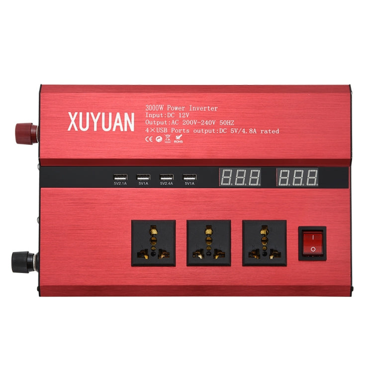 XUYUAN 3000W Car Inverter USB Display Charging Converter, Specification: 12V to 220V Eurekaonline
