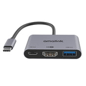 amalink 9175D Type-C / USB-C to HDMI + USB 3.0 + PD HUB Adapter(Grey) Eurekaonline