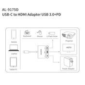 amalink 9175D Type-C / USB-C to HDMI + USB 3.0 + PD HUB Adapter(Grey) Eurekaonline