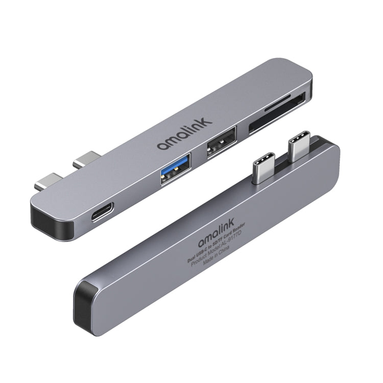 amalink 9177D Dual Type-C / USB-C to SD/TF Card Reader(Grey) Eurekaonline