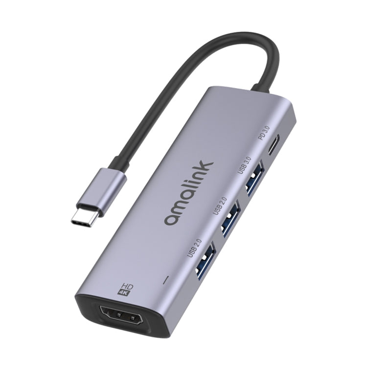  USB-C to HDMI + 3 Ports USB + PD 3.0 Multi-function HUB(Grey) Eurekaonline