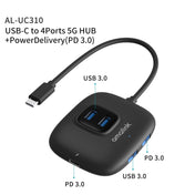 amalink UC310 Type-C / USB-C to 4 Ports USB Multi-function HUB(Black) Eurekaonline