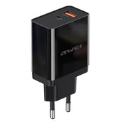 awei C-980 18W PD USB-C / Type-C + QC 3.0 USB Interface Fast Charging Travel Charger, EU Plug(Black) Eurekaonline
