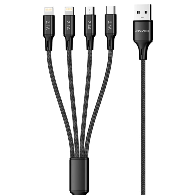 awei CL-129 4 in 1 USB to USB-C / Type-C to 8Pin to Micro USB Multi Charging Cable Eurekaonline