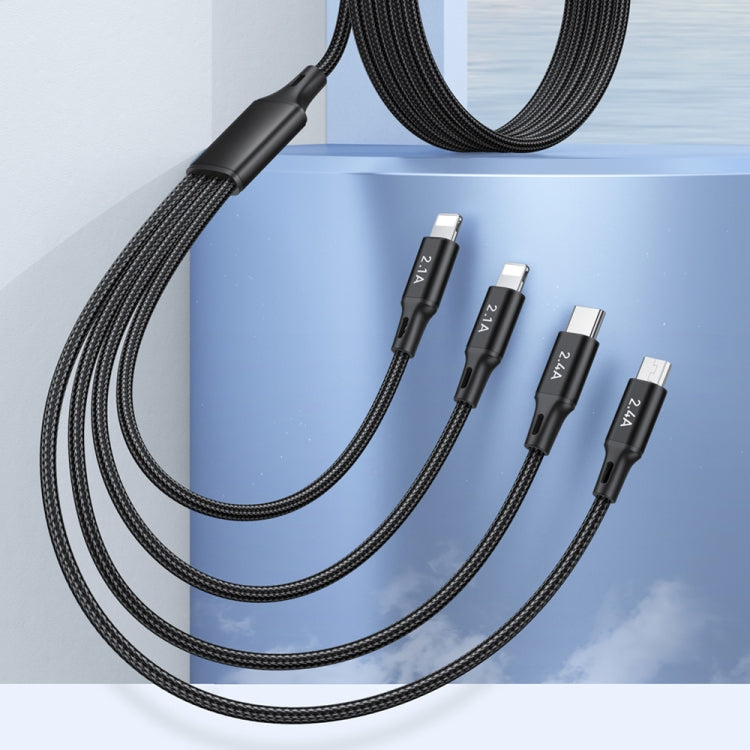 awei CL-129 4 in 1 USB to USB-C / Type-C to 8Pin to Micro USB Multi Charging Cable Eurekaonline