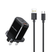 awei PD1 20W PD Type-C + QC 3.0 USB Interface Fast Charging Travel Charger with Data Cable, UK Plug Eurekaonline