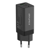 awei PD9 65W Dual Type-C / USB-C + USB GaN Fast Charging Travel Charger, EU Plug(Black) Eurekaonline