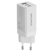 awei PD9 65W Dual Type-C / USB-C + USB GaN Fast Charging Travel Charger, EU Plug(White) Eurekaonline