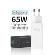 awei PD9 65W Dual Type-C / USB-C + USB GaN Fast Charging Travel Charger, EU Plug(White) Eurekaonline