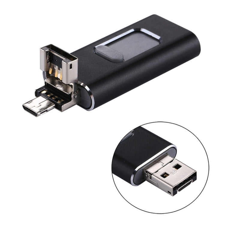 easyflash RQW-01B 3 in 1 USB 2.0 & 8 Pin & Micro USB 128GB Flash Drive(Black) Eurekaonline