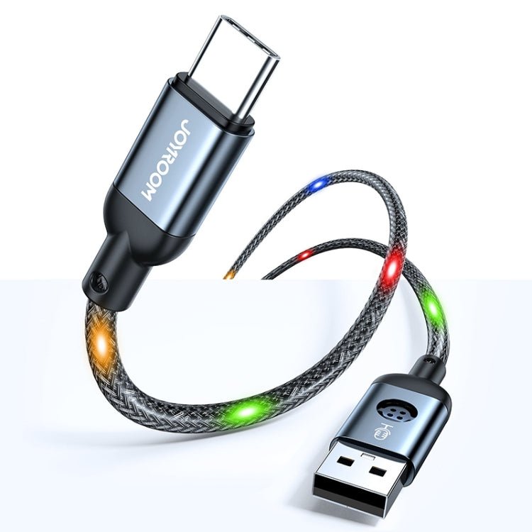  Type-C Data Cable with Voice Control LED Light, Cable Length: 1.2m(Grey) - Eurekaonline