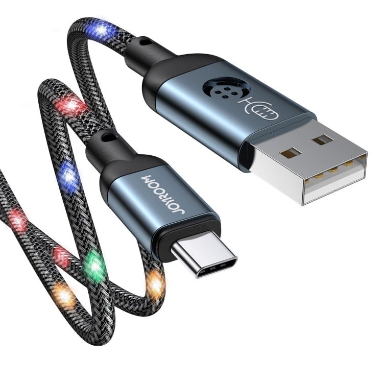  Type-C Data Cable with Voice Control LED Light, Cable Length: 1.2m(Grey) - Eurekaonline