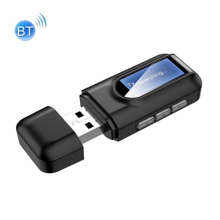 _Gift_T11 2 In 1 USB Bluetooth 5.0 Transmitter And Receiver Audio Adapter With LCD Screen（Black） - Eurekaonline