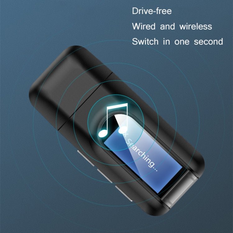 _Gift_T11 2 In 1 USB Bluetooth 5.0 Transmitter And Receiver Audio Adapter With LCD Screen（Black） - Eurekaonline