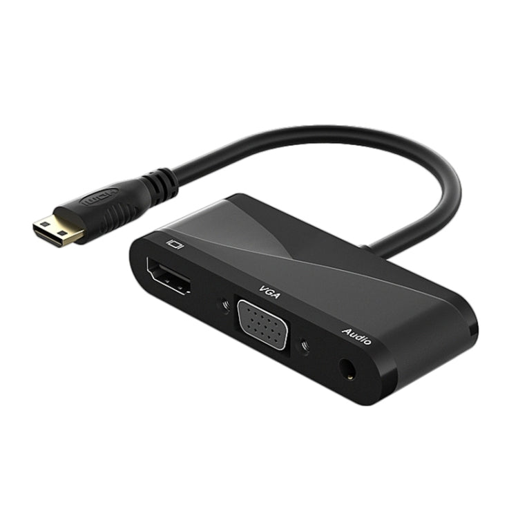 h114 3 in 1 Mini HDMI to HDMI + VGA + 3.5 Audio Converter Cable(Black) Eurekaonline