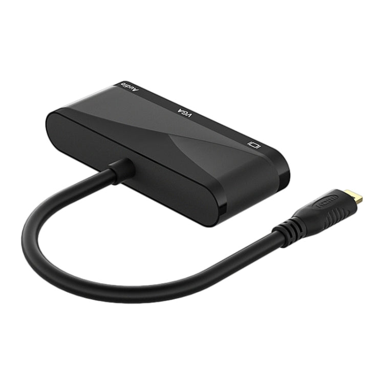 h115 3 in 1 Micro HDMI to HDMI + VGA + 3.5 Audio Converter Cable(Black) Eurekaonline