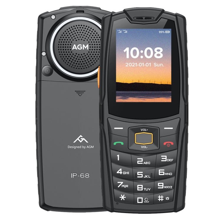 [HK Warehouse] AGM M6 4G Rugged Phone, RU Version, IP68 / IP69K / MIL-STD-810G Waterproof Dustproof Shockproof, 2500mAh Battery, 2.4 inch, Network: 4G, BT, FM, Torch(Black) - Eurekaonline