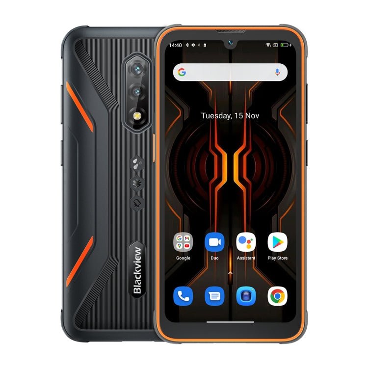 MIL-STD-810H, Face Unlock, 5180mAh Battery, 6.1 inch Android 12 MTK6765 Helio G35 Octa Core up to 2.3GHz, Network: 4G, NFC, OTG, Dual SIM(Orange) - Eurekaonline