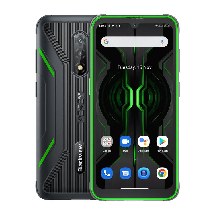 MIL-STD-810H, Face Unlock, 5180mAh Battery, 6.1 inch Android 12 MTK6765 Helio G35 Octa Core up to 2.3GHz, Network: 4G, NFC, OTG, Dual SIM(Green) - Eurekaonline