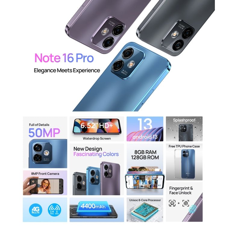 Full Body Housing for Ulefone Note 16 Pro - Blue 